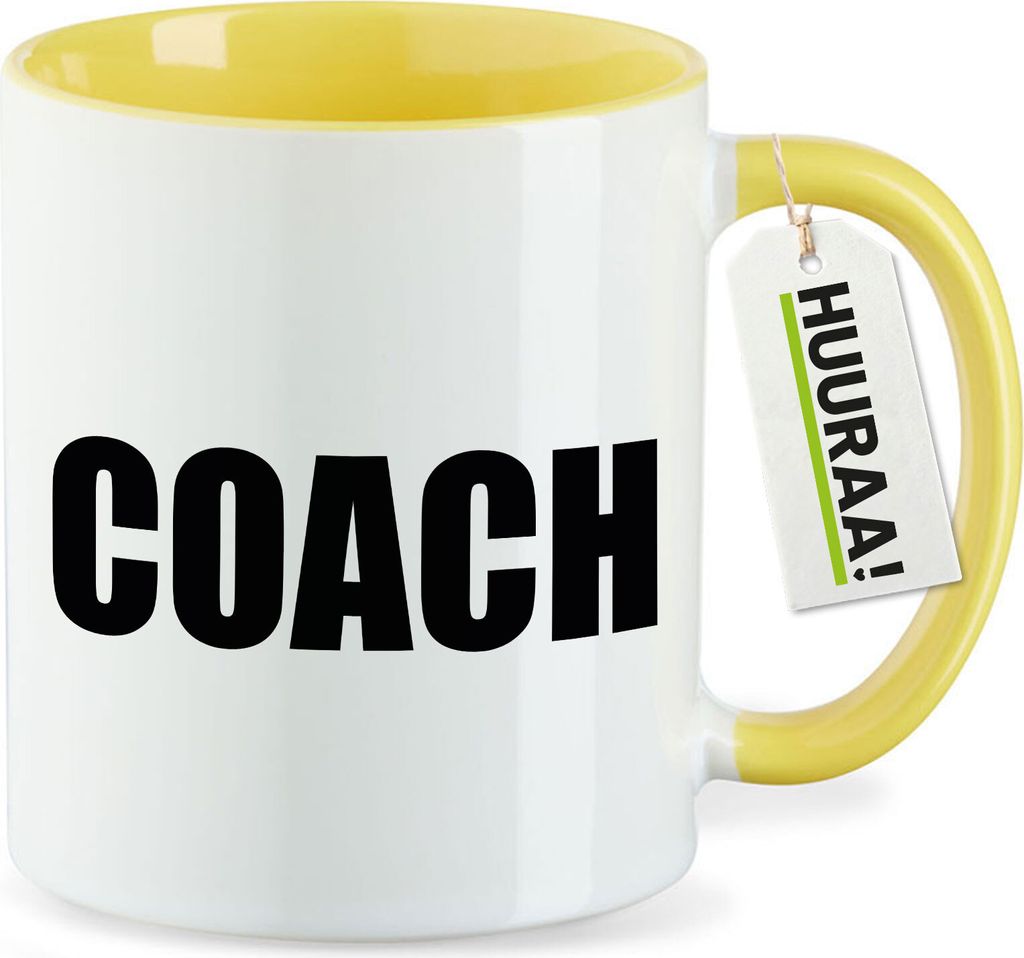 Huuraa Kaffeetasse Coach Training 330ml Gelb Keramik Kaffeebecher Geschenkidee