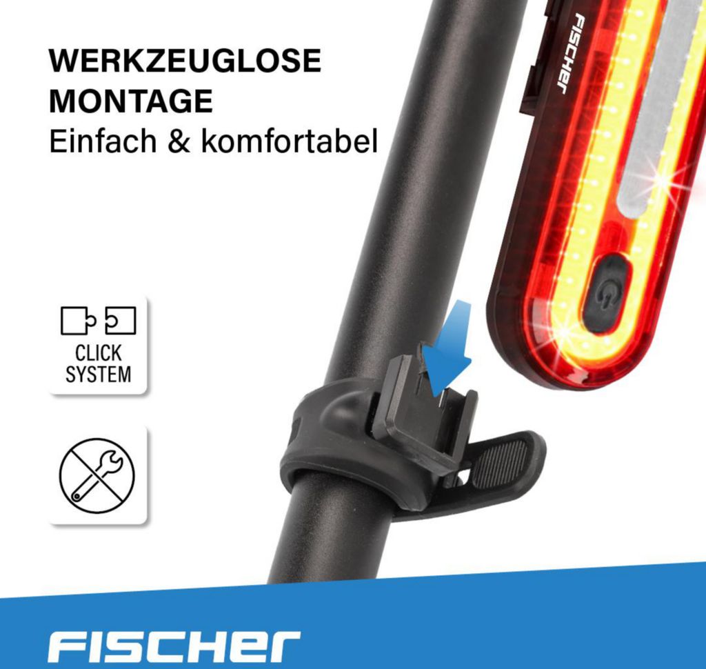 FISCHER Batterie LED/USB Rückleuchte Stab mit Produktbild 12