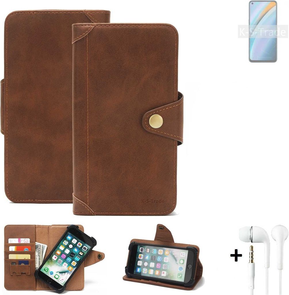 K-S-Trade Handyhülle + Kopfhörer für Oppo K10 4G Schutz Hülle Walletcase Bookstyle Tasche Case Handytasche Wallet Flipcase Cover PolyurethanBra...
