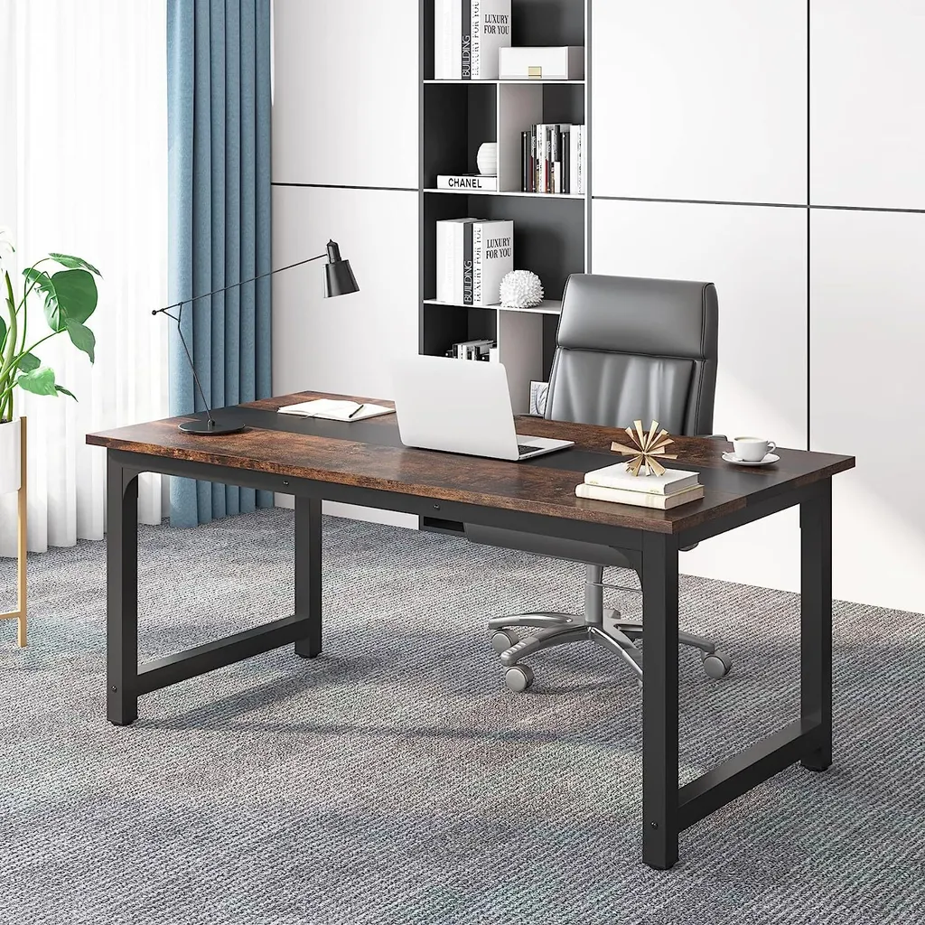 Tribesigns Table d'ordinateur moderne 160x80 cm - Bureau rustique et noir