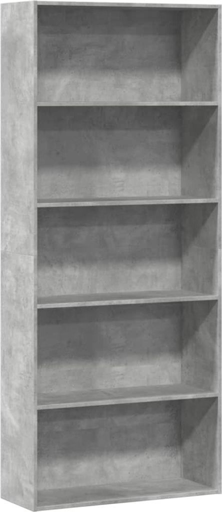 Bücherregal Betongrau 80x30x189 cm Holzwerkstoff