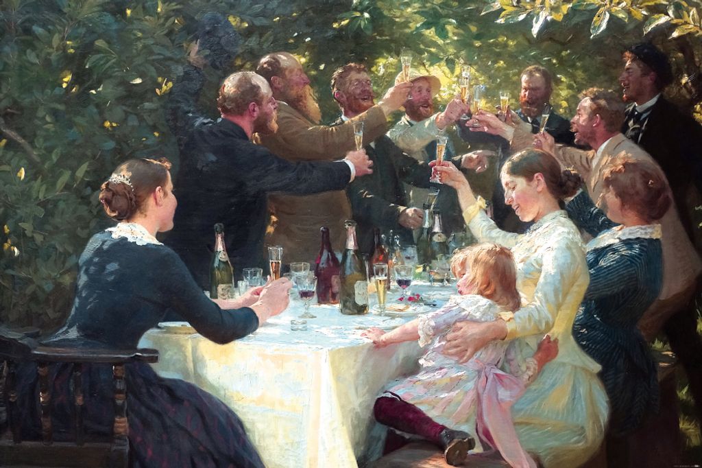 Peter Severen Kroyer Kunstdruck Bild - Hip, Hip, Hurra! Künstlerfest In Skagen, 1888 (80 x 120 cm)