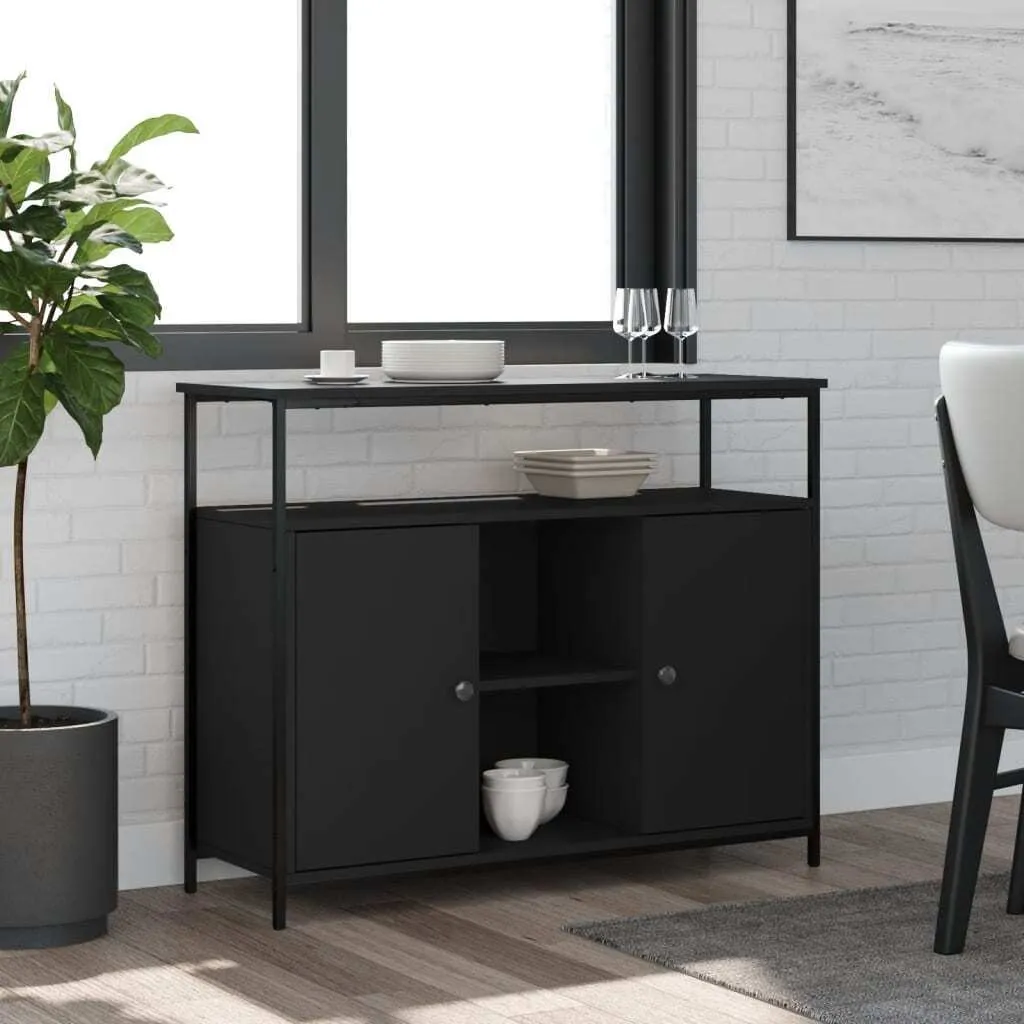 vidaXL Credenza nera 100x35x80 cm materiale a base di legno