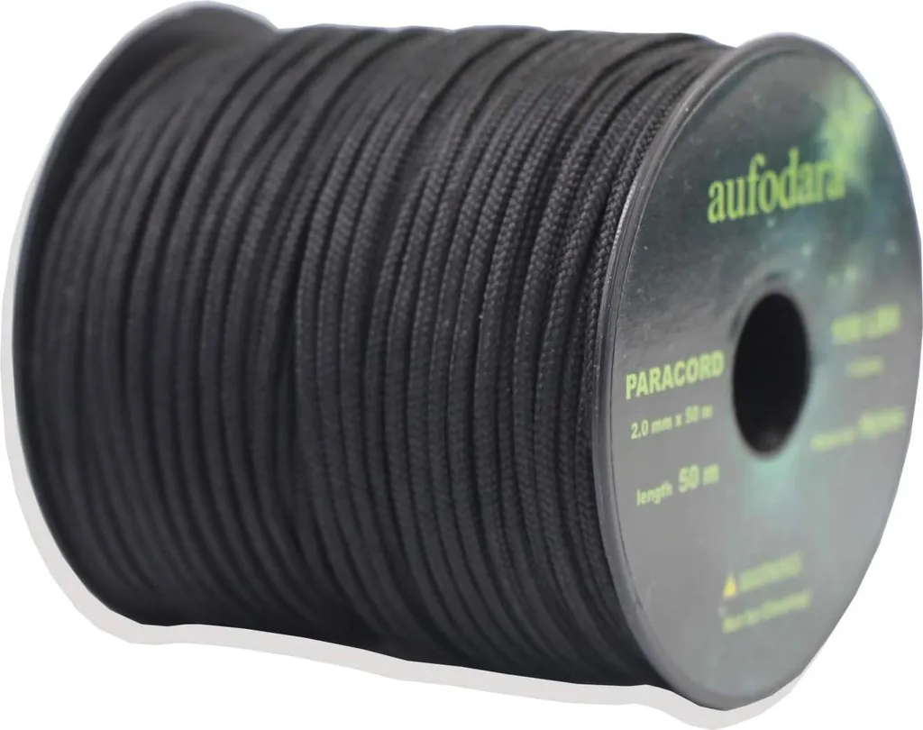 Paracorde 2 mm 1 brin d'âme noire 50 mètres ultra résistante et flexible