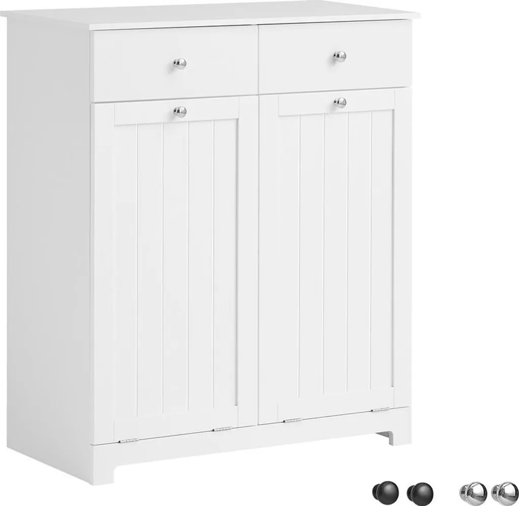 SoBuy BZR33-W Mobile Bagno Bianco - Stile Scandi con Cesti Bucato