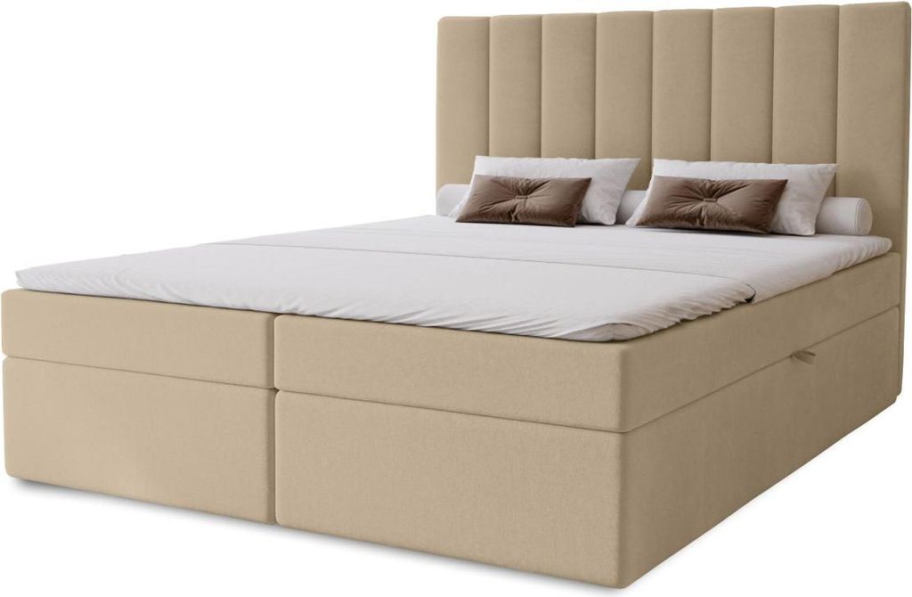 Hotel-Doppelbett 160x200 GRETNA - Creme + GRATIS Matratzenauflage
