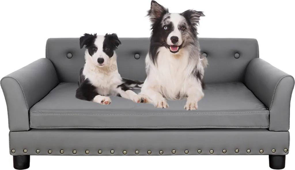 WISFOR Canapé pour chien L 96x72x40cm - Lit chien avec dossier Gris