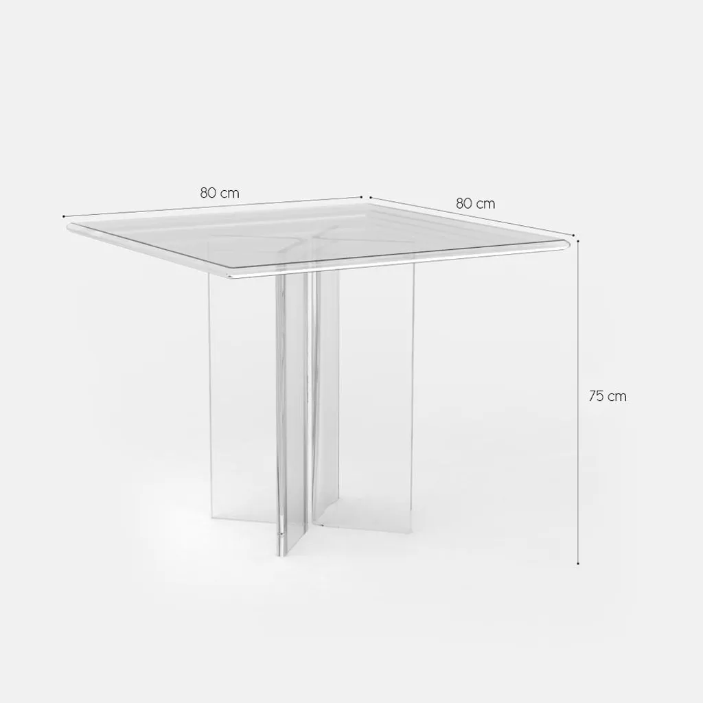 Table design Holden en polycarbonate transparent 80x80 cm robuste - 4