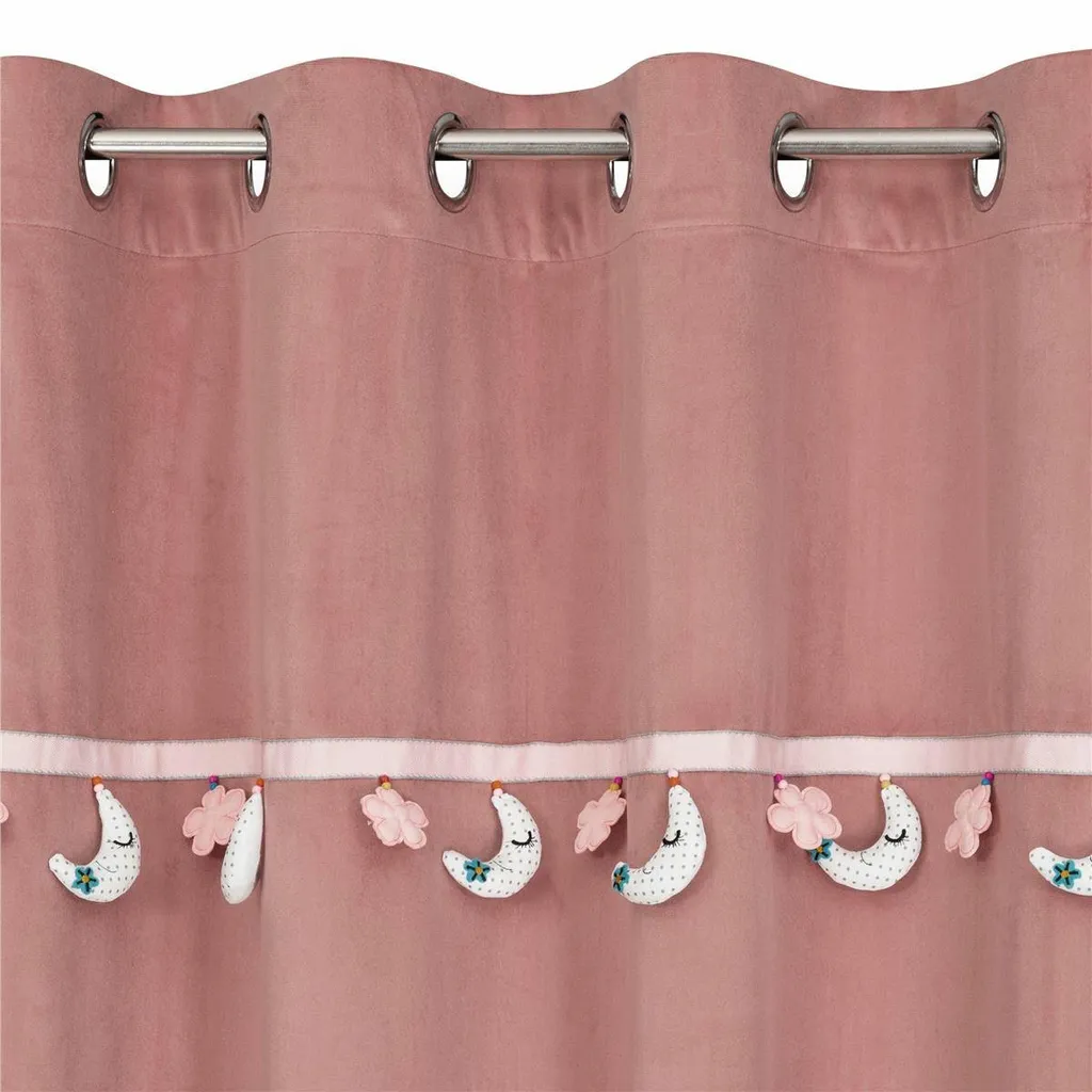 Rideau occultant partiel lune rose foncé 140x250 pour chambre bébé