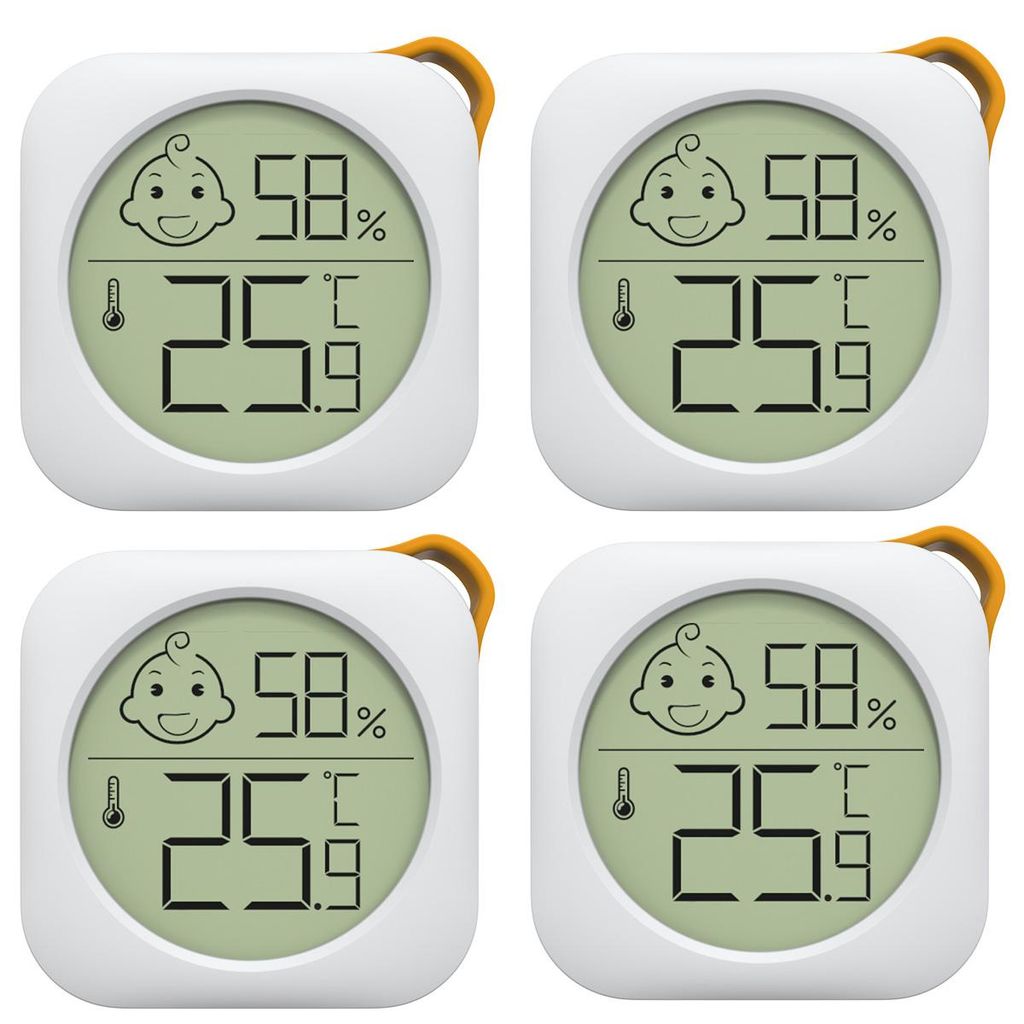 4PCS Luftfeuchtigkeitsmesser Thermometer Innen,Mini LCD Digital Hygrometer Temperatur Messgerät,für Wohnzimmer Schlafzimmer Büro Kinderzimmer usw