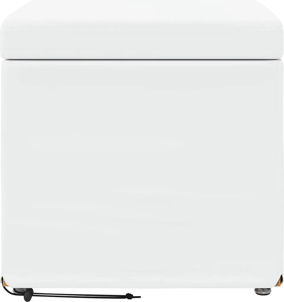 SYFAX™ Pouf Bianco e Legno Ingegnerizzato - 4