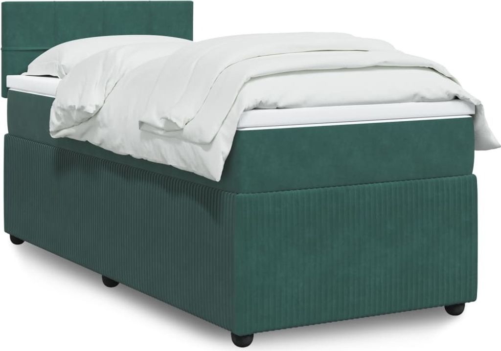 Maison Exclusive - Boxspringbett mit Matratze Dunkelgrün 90x200 cm Samt