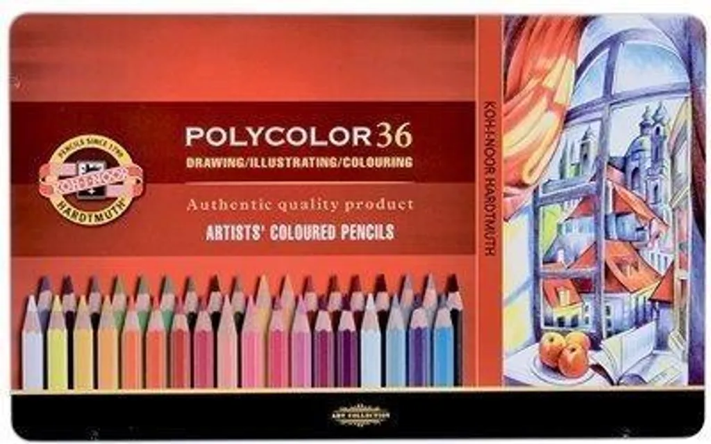 Crayons polychromes 36 couleurs antichoc avec leur boîte métallique