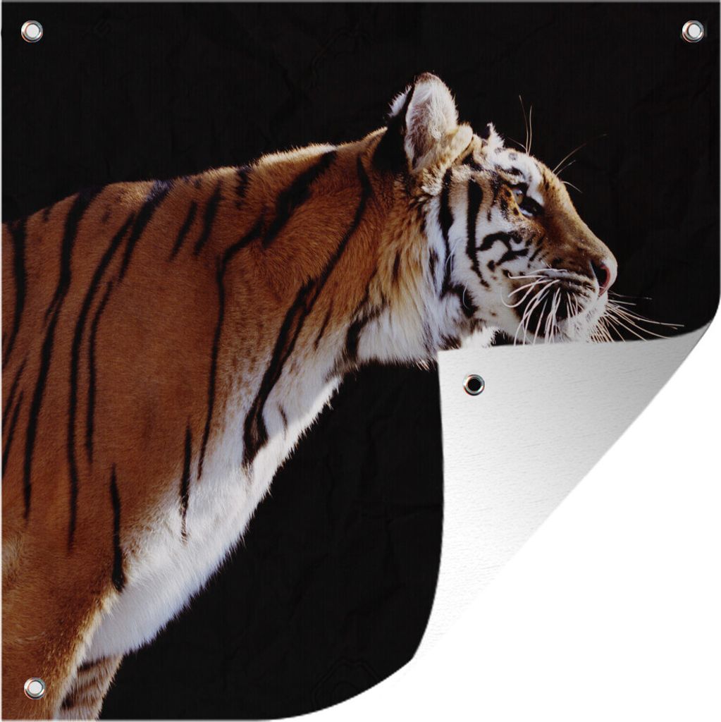 MuchoWow 50x50 cm Outdoor-Poster Gartendeko Sichtschutz Garten Poster für den Garten Tiger - Schwarz - Detail
