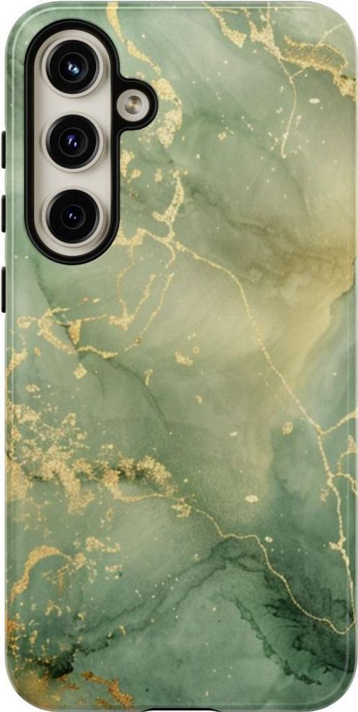 Grüne Marmoroptik mit goldenen Akzenten – Hülle Kompatibel mit Samsung Galaxy S24 Plus