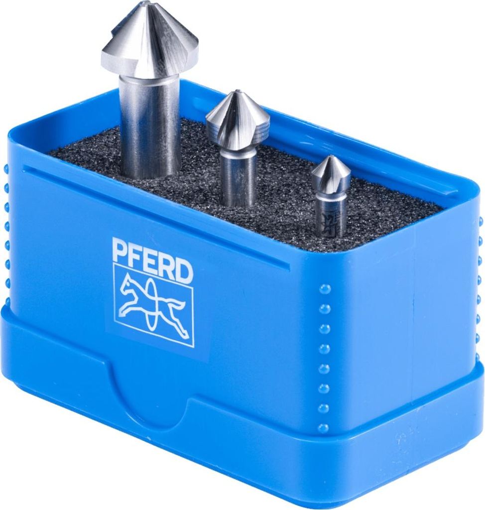 PFERD TOOLS HSS-Kegelsenker-Set UGT 3-tlg. DIN 335 C 90° mit Ungleichteilung