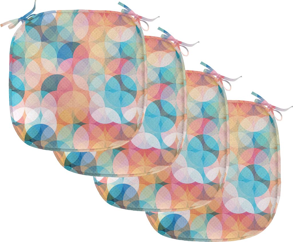 ABAKUHAUS Geometrisch Polster für Esszimmerstühle, Pastell Mosaik-Kreise, Dekoratives wasserfestes Kissen mit Riemen für Küchensitze, 40 cm x 4...