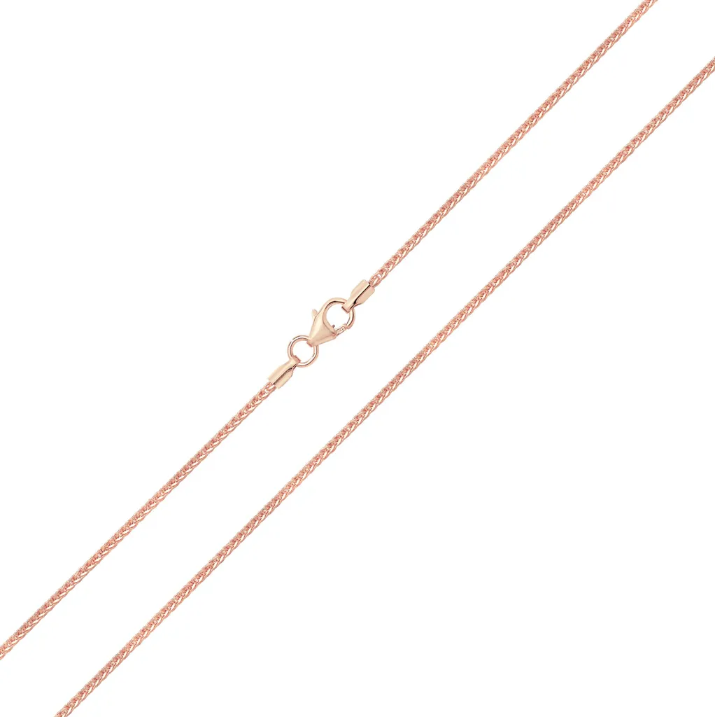 Collier Chaine Maille Epi de Blé pour Femme en Or Rose 9 Carats 41cm