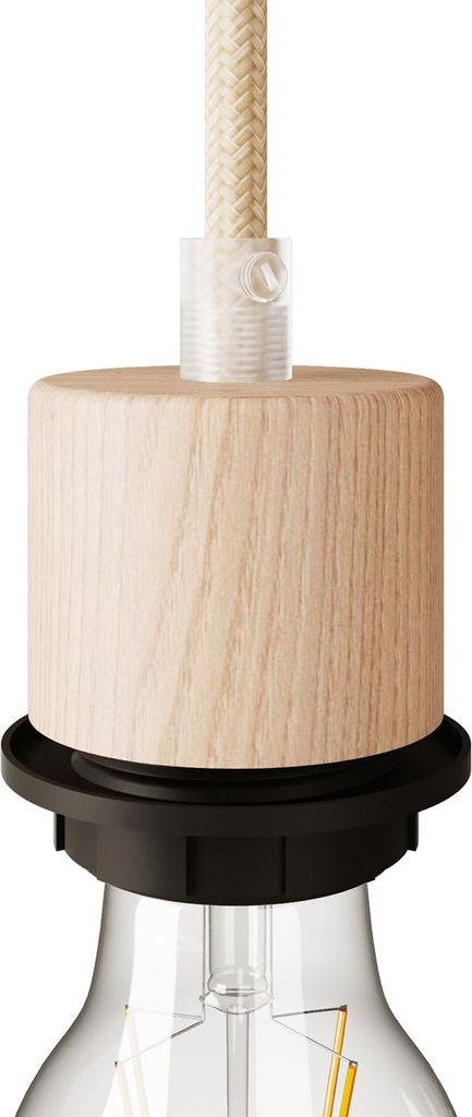 Creative Cables E27 Holz-zylinder-lampenfassung-set Für Lampenschirm Mit Kabelverschraubung Durchsichtig Durchsichtig One Size