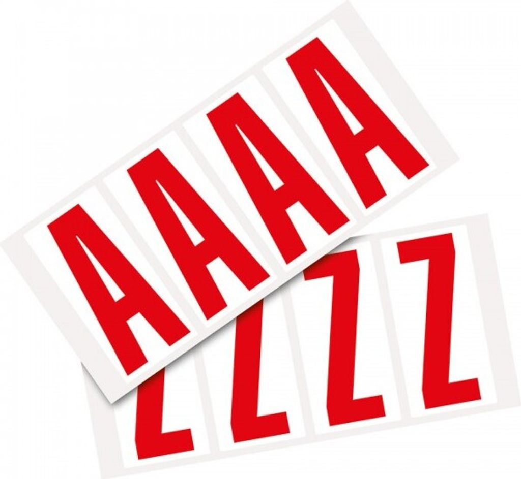 Dreifke Aufkleber I Kombipackung Buchstabe A-Z, weiß/rot, Folie, SH 95mm, 47...