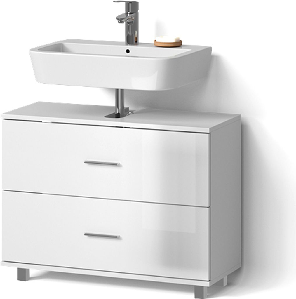Waschbeckenunterschrank Livinity Eisak Weiß Hochglanz 80 x 60.8 cm, Model 52873