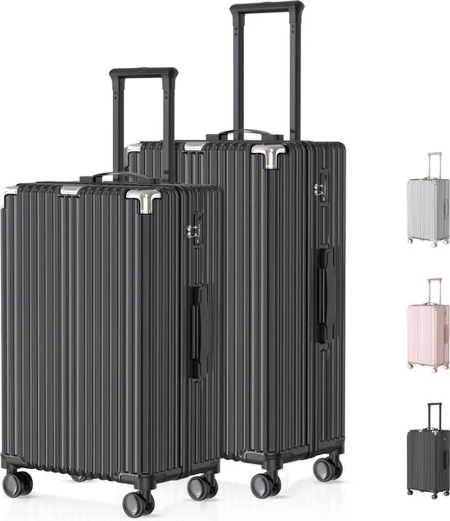 Voyagoux® Set valises voyage pour avion et train - 2 bagages Noir M L