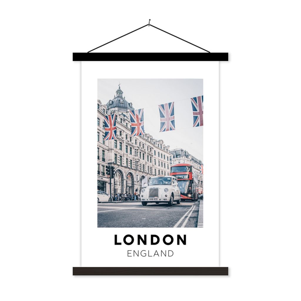 MuchoWow Textilposter England - London - Flagge 120x180 cm mit schwarzem Rahmen - Fotos