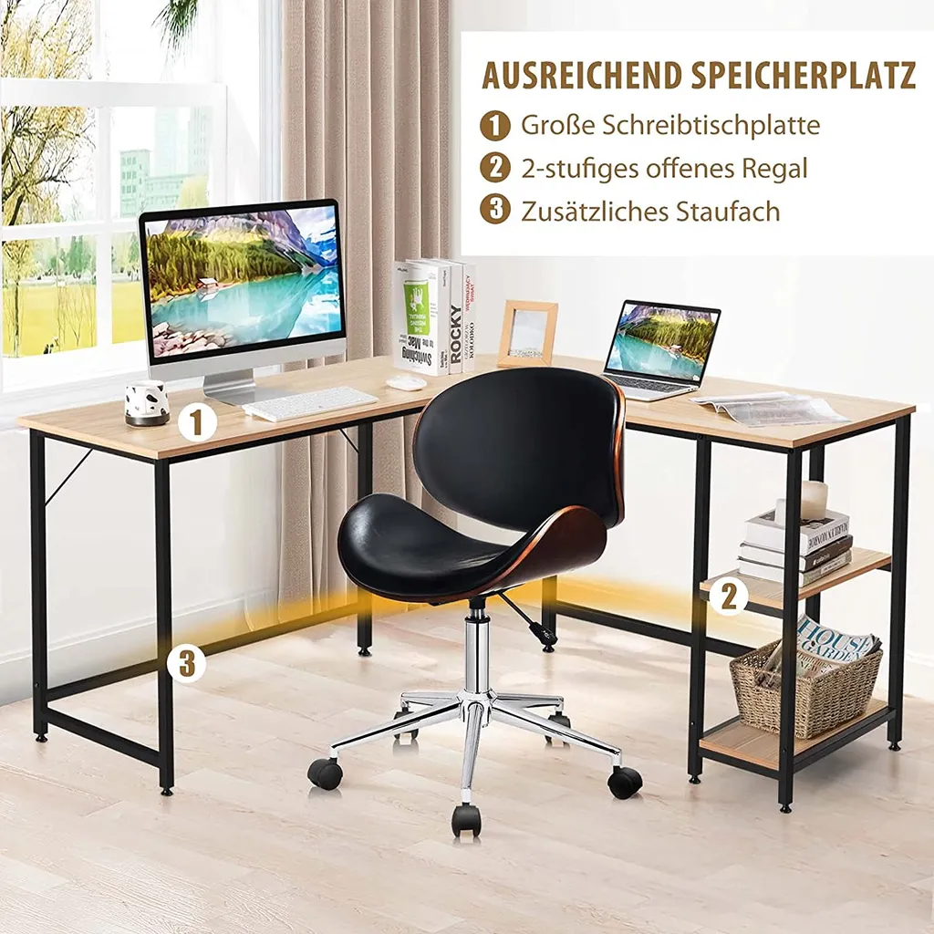 Bureau de Télétravail en L 137cm pour Optimiser l'Espace de Travail - 3
