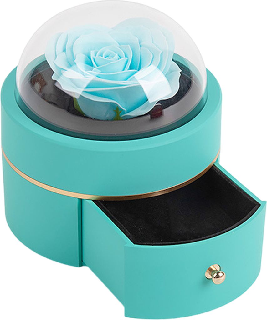 Ringbox mit konservierten Blumen, Samt, Schmuck-Geschenkbox, Magnetverschluss, Ring, Halskette, Anhänger, Etui für Valentinstag, Verlobung, Antrag
