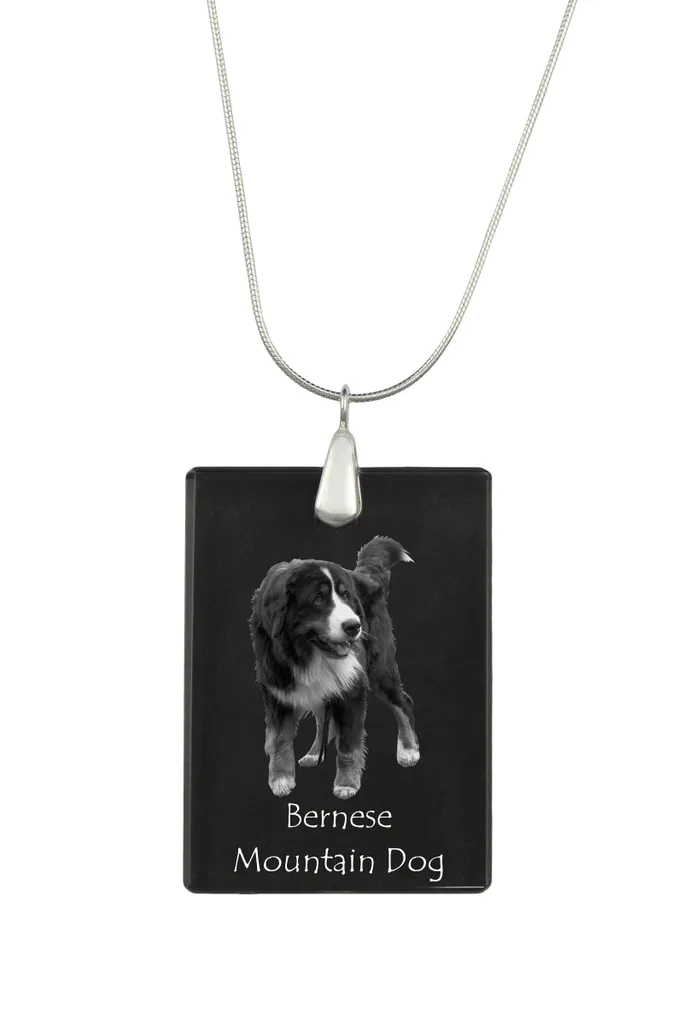 Bijou Chien de Berger Bernois : Pendentif Cristal Gravé et Argent 925