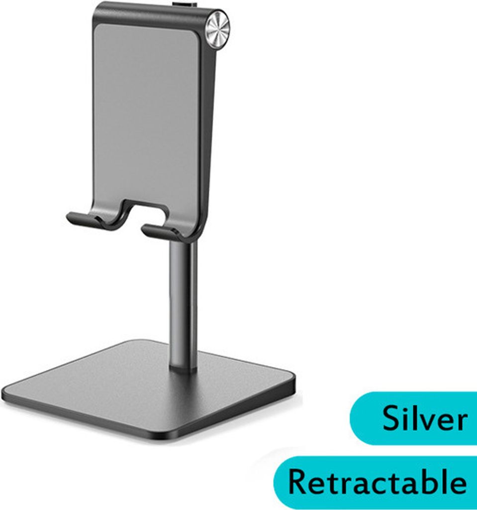 Teleskop Schreibtisch Handyhalter Stand für IPhone IPad Einstellbare Metall Desktop Tablet grau-teleskopische Version