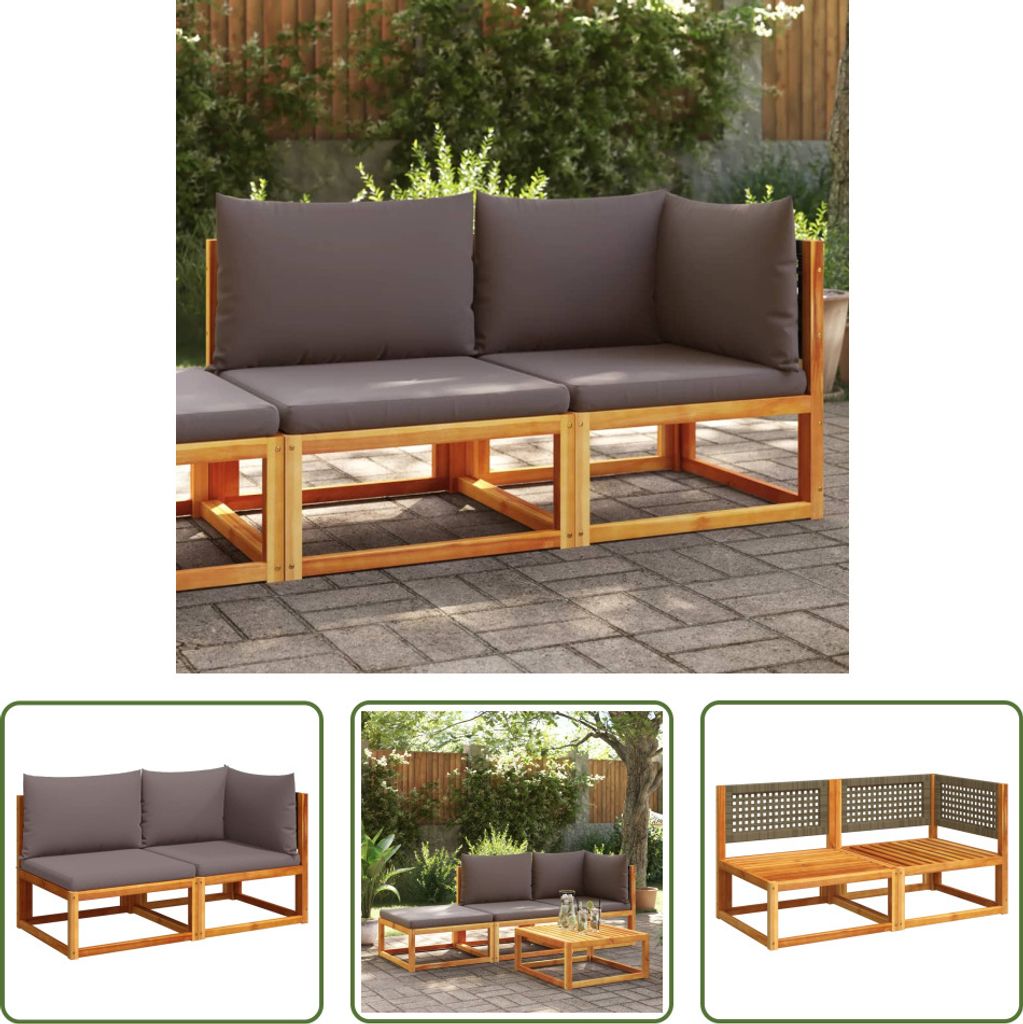 The Living Store Gartensofa mit Kissen 2-Sitzer Massivholz Akazie