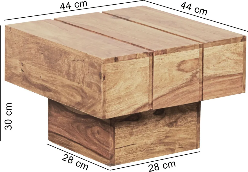 Table d'appoint SIRA en acacia massif 44x44 cm - Bout de canapé robuste - 2