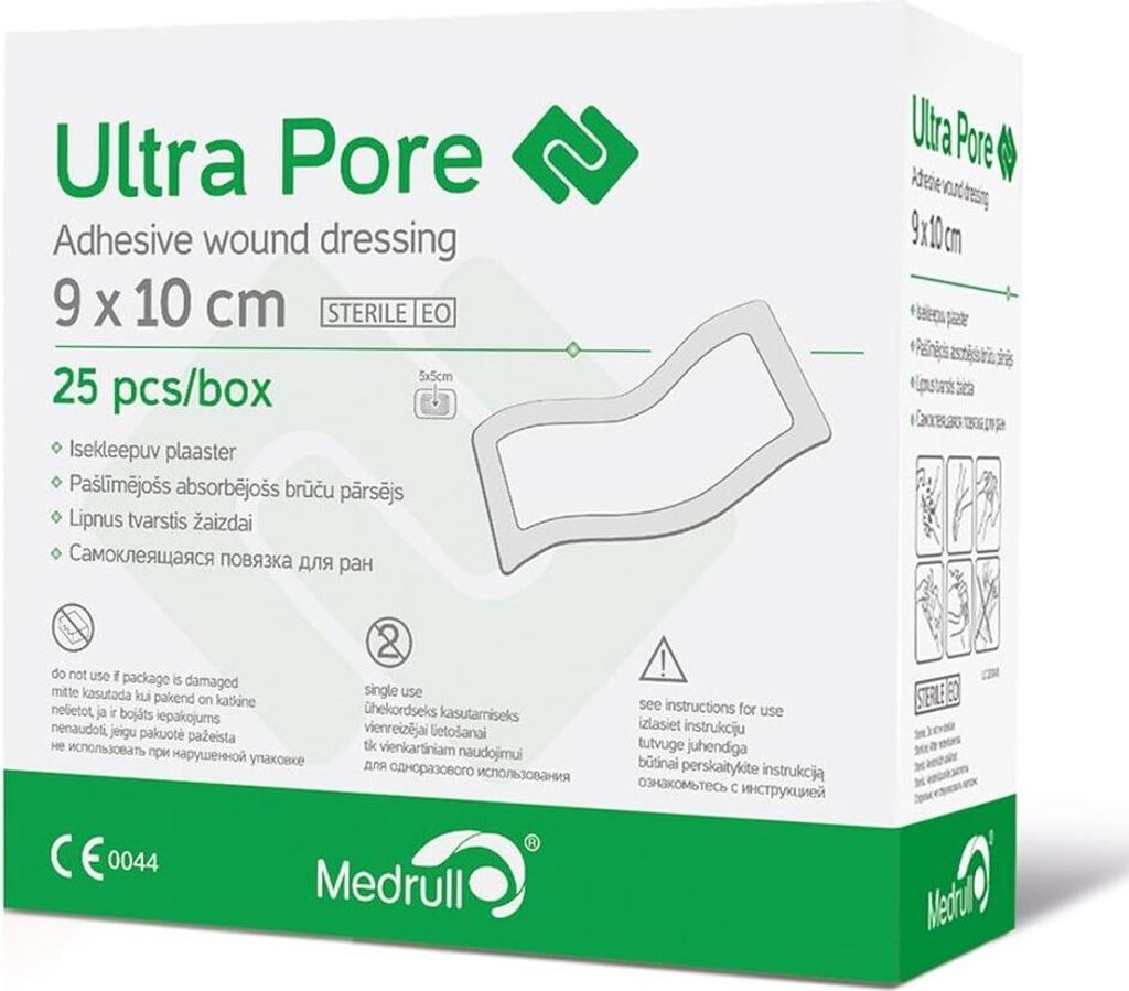 Medrull Steriler Wundverband 9x10 cm Sterile Wundpflaster ULTRA PORE Starke Klebekraft - Schützt bei Schnittwunden & Kratzern - Einzeln verpackt 25er