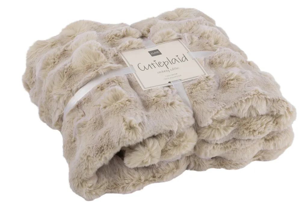 Plaid Wave J-Line Ivoire 180x130 : Texture Relief et Douceur Microfibre