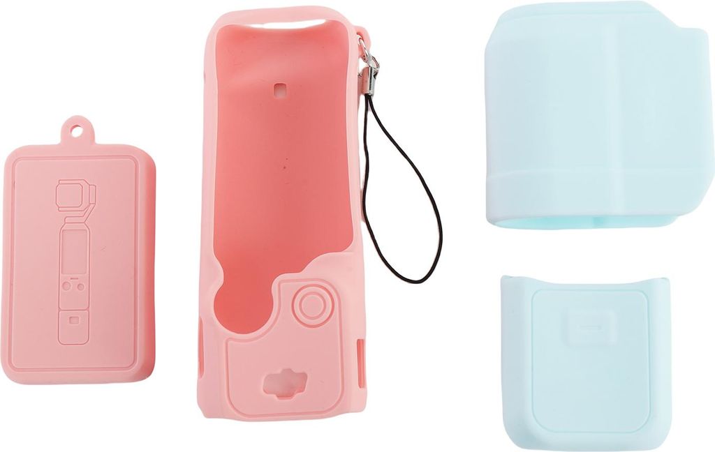 Silikon-Kameratasche für Pocket 3-Bildschirmobjektiv-Handgriffabdeckung, staubdichte Schutzhülle, rosa-blau