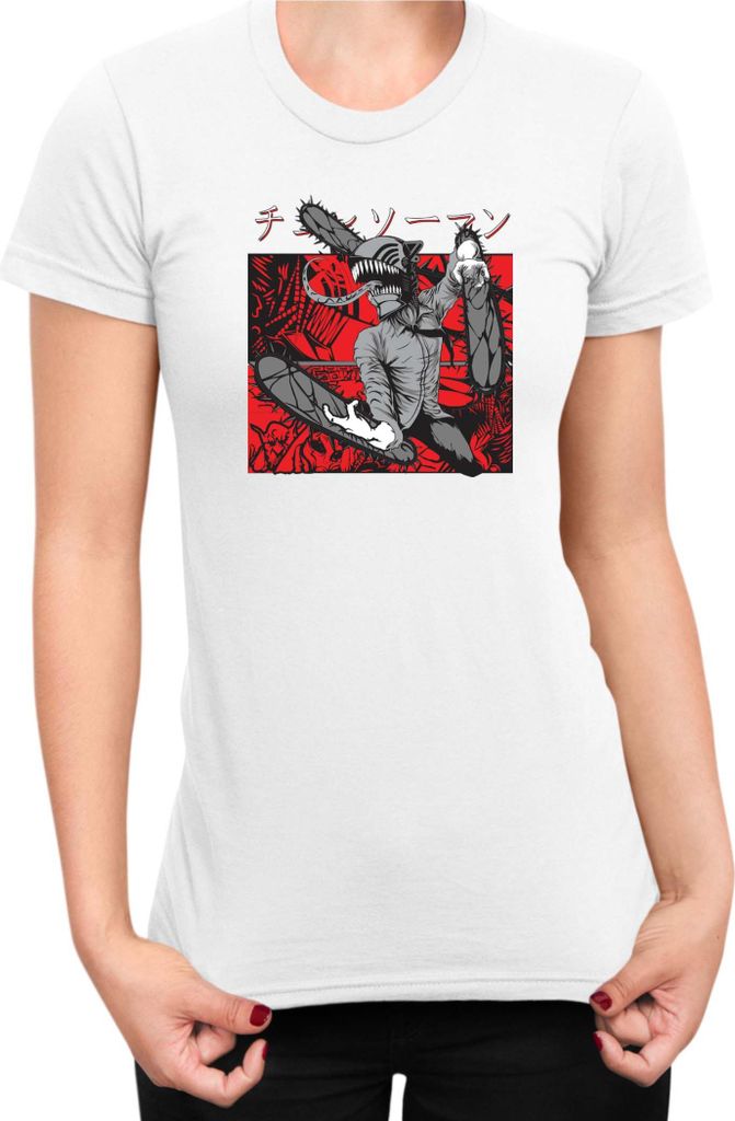 Damen T-Shirt Manga Japan Anime Comics Animation Chainsaw Anime manga Man 09, Lady M / Weiß