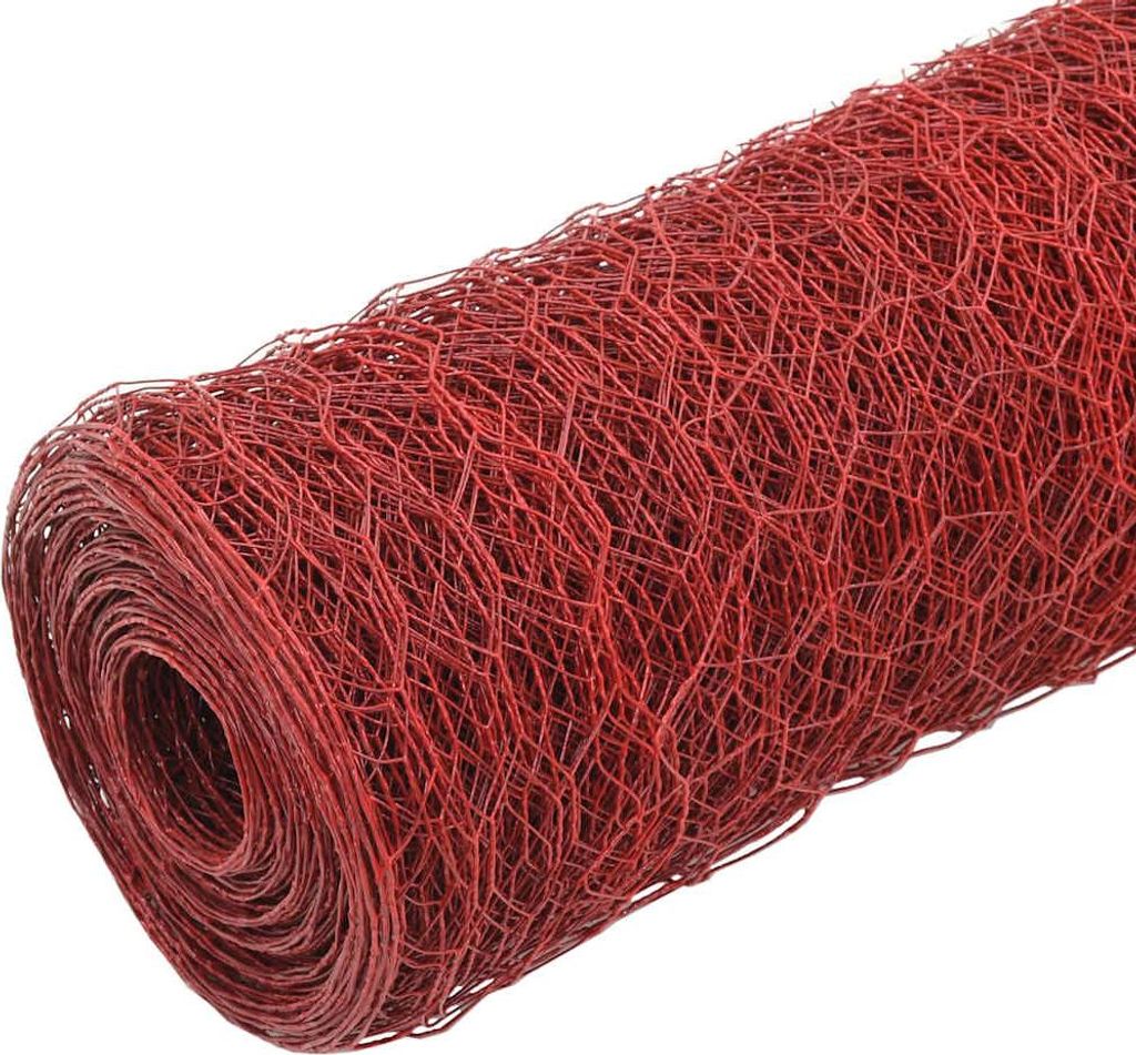 vidaXL Drahtzaun Stahl mit PVC-Beschichtung 25x1 m Rot