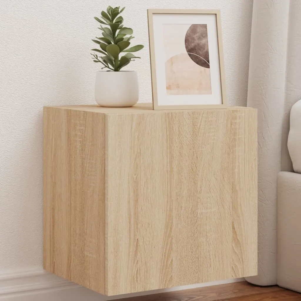 SYFAX Mobili TV Sospesi con LED Rovere Sonoma - Set 2 Pezzi Design Moderno - 2