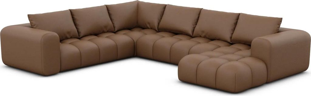 Kunstleder U-Form XXL Wohnlandschaft Lavera Braun Rechts