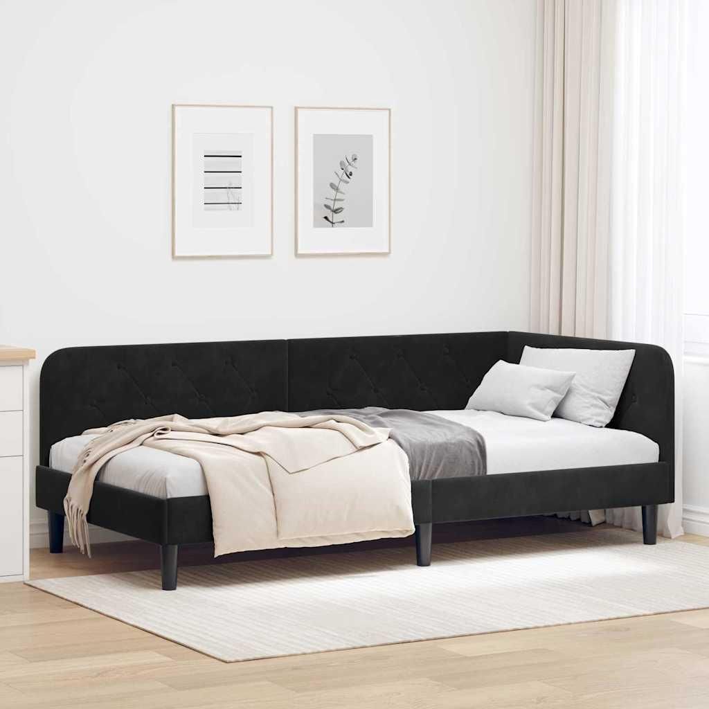 Maison Exclusive - Eckbettgestell Schwarz 90 x 190 cm Samt
