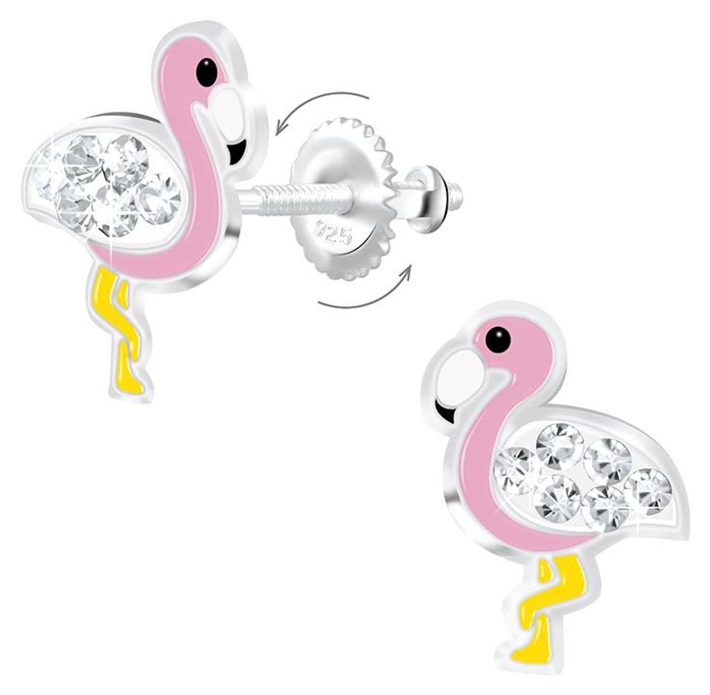 Flamingo Ohrstecker mit Schraubverschluss: 925 Silber Produktbild 