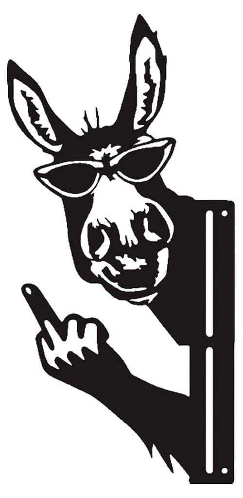 Metallschild mit herausschauendem Tier, Mittelfinger-Eichhörnchen-Schild, rustikaler Hahn-Esel-Schild, der den Mittelfinger zeigt, Gartendekoratio...