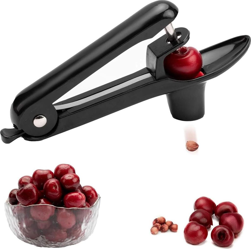Tragbarer Edelstahl-Kirschenentsteiner für Marmelade (Schwarz)
