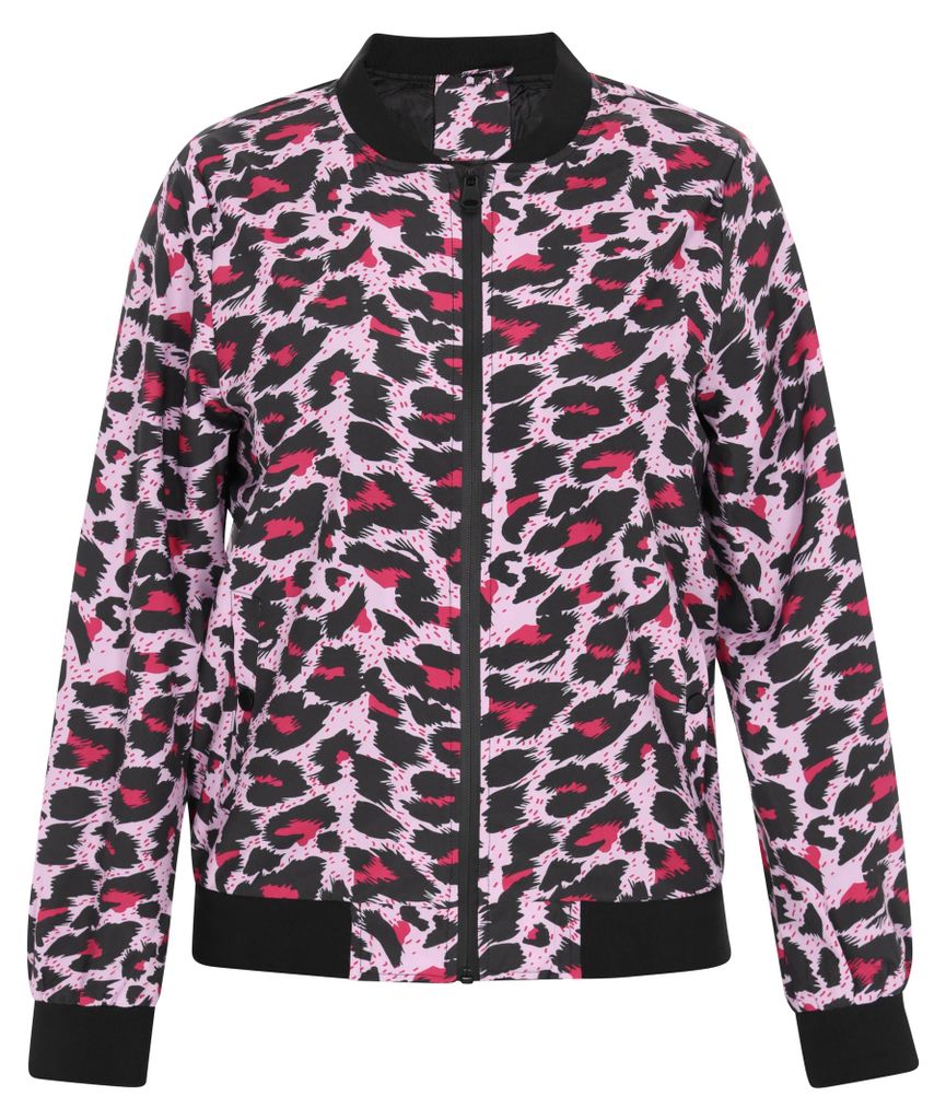 Damen Jacke, Farbe ROSA, Muster Tiermuster, Verschluss Reißverschluss, Größe XL