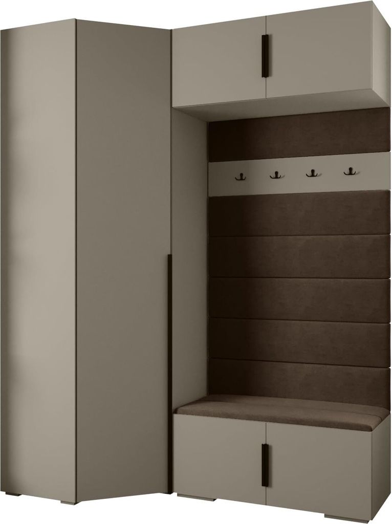 MEBLE KRYSPOL Inova 1 Möbelset Garderobe, 236,7x181,7x47cm - Kaschmir, Manila 04, Schwarz