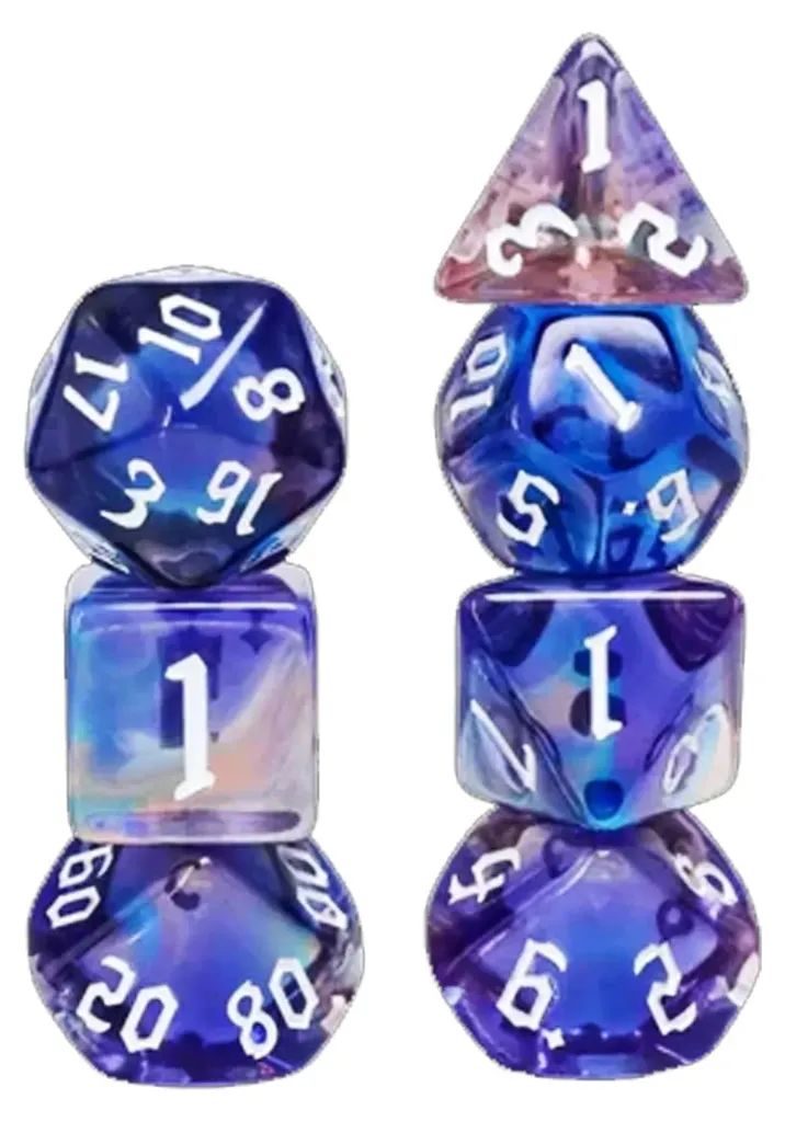 Dés Glimmer Night Foam Brain Games : Lisibilité et Équilibre pour JdR