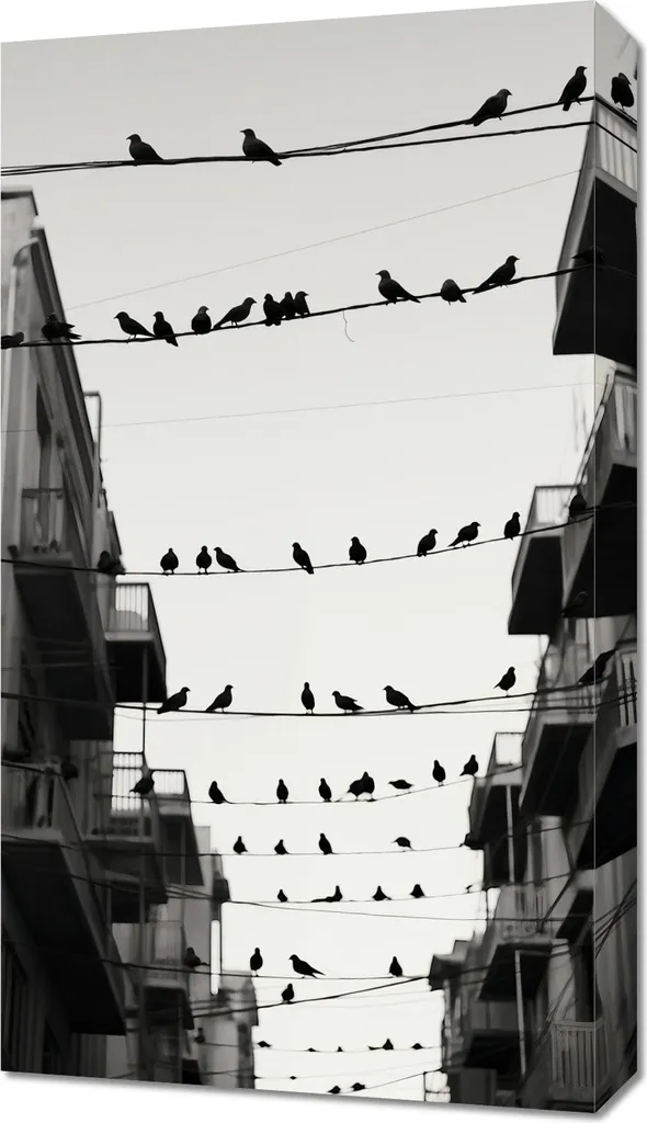 Quadro Arredo Urbano con Uccelli 40x70 | Atmosfera Casa Moderna
