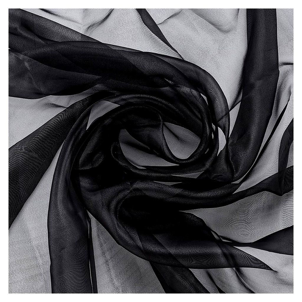 Schwarzer transparenter Organza-Stoff als Meterware, 1,5 m breit, glitzernder transparenter Stoff, einfarbige seidige Organza-Tüllstoffe für Karn...