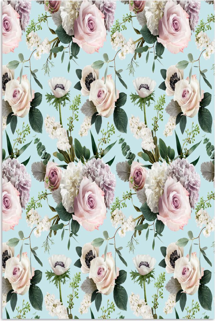 MuchoWow Poster Blumen - Rosen - Pastell 40x60 cm - Plakate für die Wand - Poster Babyzimmer